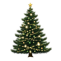 Fototapeta premium Festive Christmas tree glowing lights joyful season