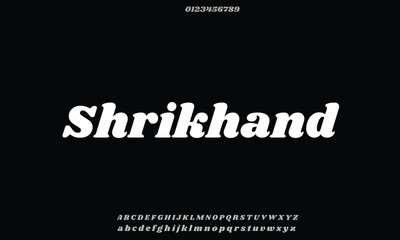 Obraz premium Shrikhand Regular vector font alphabet with numbers