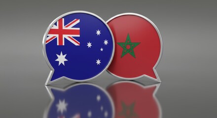 Diplomatic Dialogue Australia and Morocco, 3D render reflecting on global relations