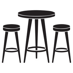 Wooden furniture set illustration with table and chairs design