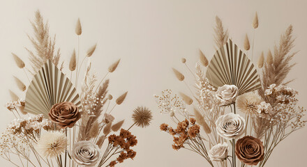 Minimalist Dried Flower Background with Neutral Tones