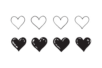 Set of 6 pec in two row  Bleeding Heart_ black line art on white background
