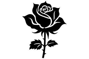 Rose Flower Black silhouette vector design

