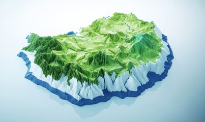Hungary's 3D terrain map, showcasing its diverse landscape and geography; useful for geography education