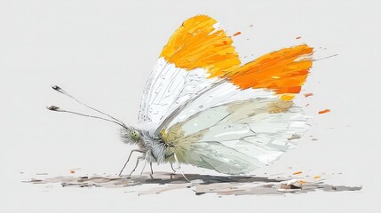 Orange Tip Butterfly  Nature  Insect  Wildlife  Closeup  Wing  White  Orange  Yellow  Spri