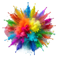 holi paint color powder explosion colorful on transparent background