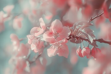 Obraz premium A young woman with long hair smiles softly while surrounded by blooming cherry blossoms in a serene garden. capturing a moment of natural beauty and tranquility