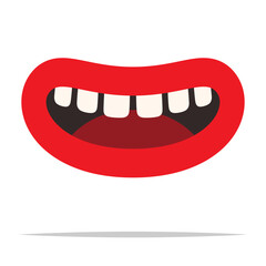 Cartoon funny mouth with teeth vector isolated illustration