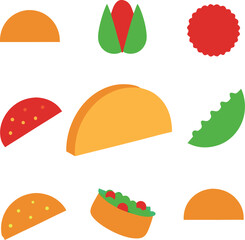 set of various food icons