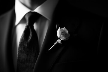 A groom wearing an elegant black suit with a tie, A man in a formal setting, Suit Wear, Formal dressing, Groom dressing, Business man, Professional dress, Gentle man, Fashion.