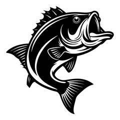 Artistic black and white illustration of a fish capturing intricate details
