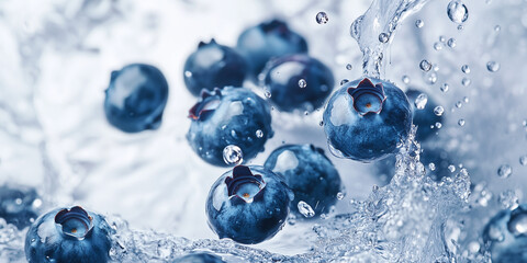 blueberry with water splash