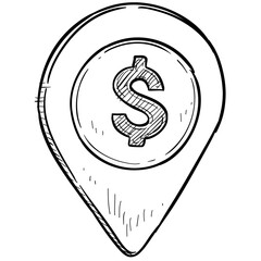 location pin handdrawn illustration