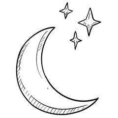 crescent moon handdrawn illustration