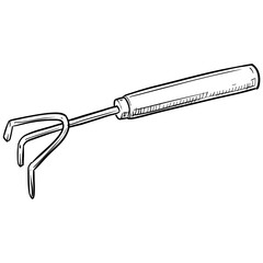 garden rake handdrawn illustration