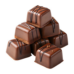 chocolate candies, isolated on transparent white background, clipping path