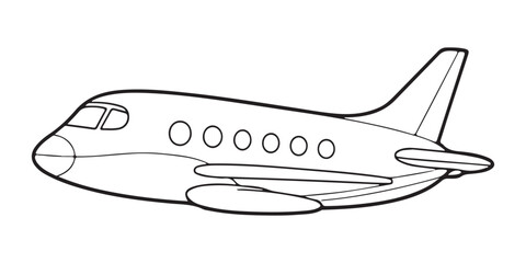 Obraz premium Black line doodle cute airplane, Coloring book for kids, plane vector