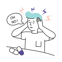 Headache vector colored minimal illustration. EPS 10 file