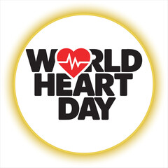 World Heart Day Health Awareness Vector Design,Heartbeat Logo for World Heart Day Celebration,Medical Heartbeat Symbol for Heart Health Campaign,World Heart Day Typography with ECG Line