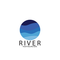 isolated blue river logo and vector template