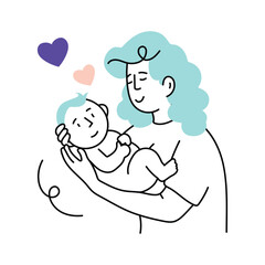 Infant Care vector colored minimal illustration. EPS 10 file