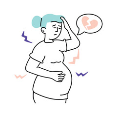 Labor Pain vector colored minimal illustration. EPS 10 file