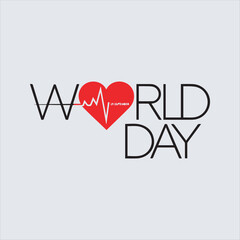 World Heart Day Health Awareness Vector Design,Heartbeat Logo for World Heart Day Celebration,Medical Heartbeat Symbol for Heart Health Campaign,World Heart Day Typography with ECG Line