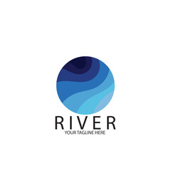 isolated blue river logo and vector template
