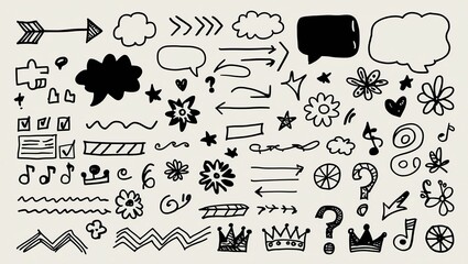 Set of Sketchy Icons and Decorative Elements