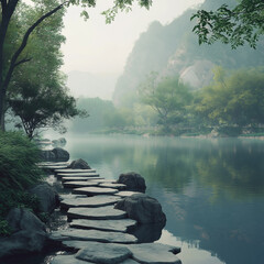 misty morning on the river