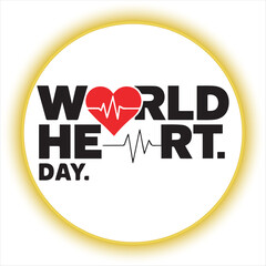 World Heart Day Health Awareness Vector Design,Heartbeat Logo for World Heart Day Celebration,Medical Heartbeat Symbol for Heart Health Campaign,World Heart Day Typography with ECG Line