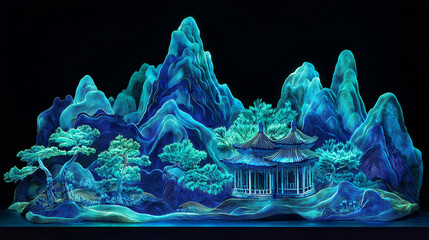 blue and green mountain