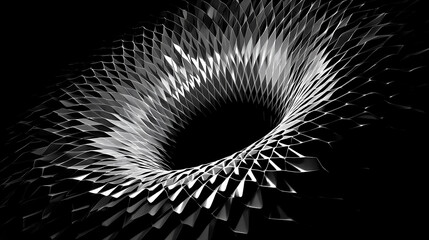 Abstract Monochrome Halftone Background with Tunnel Design and Spiral Circles