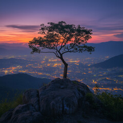 lone tree at sunset