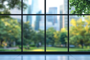 City park view from a modern window