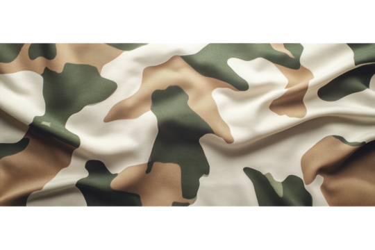 Camo Fabric Texture Soft Draped Military Green Beige White Camouflage Pattern Closeup