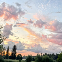 Obraz premium a delicate watercolor sunrise with soft orange shade