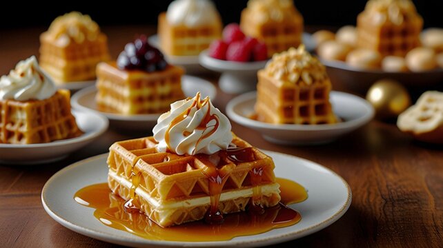 Honey coated crispy waffle