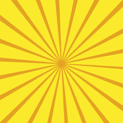 Ray sun. Yellow sun rays. Sunburst background. Burst radial line. Star beam. Retro pattern. Starburst light. Orange shiny lines. Sunray stripe. Banner comic style.