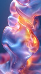 Abstract Glass Spiral with Iridescent Colors and Dynamic Lighting