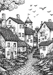 Obraz premium Global Villages Coloring Pages 