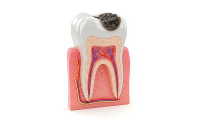 Examining Human Tooth with Cavity for Dental Health Education