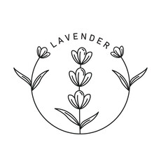 black lavender flower circle  logo icon vector element