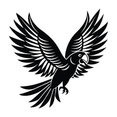 Obraz premium A parrot with palm leaves wings on white background