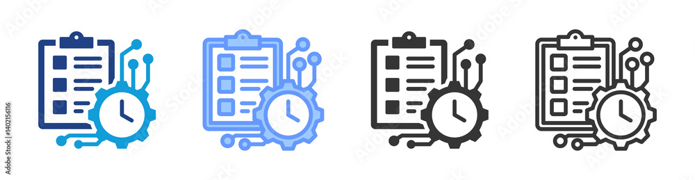 Aufkleber planning icon set multiple style collection