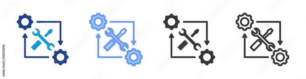 Poster repair icon set multiple style collection