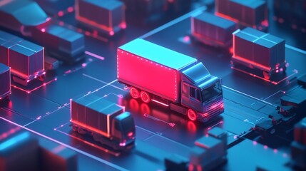 Neon Trucks Network Delivery City Logistics