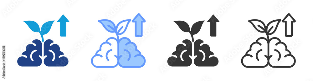 Poster growth mindset icon set multiple style collection