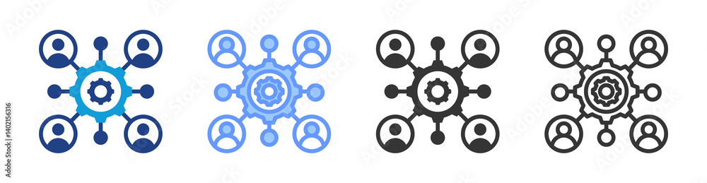 Poster human management icon set multiple style collection