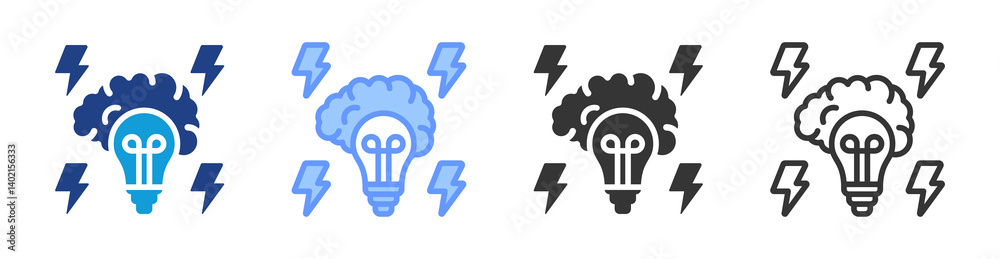 Poster Brainstrom icon set multiple style collection